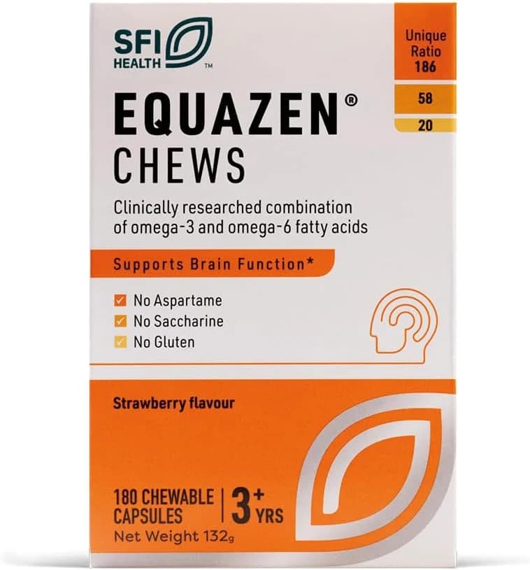 Equazen Chews Omega 3 and Omega 6 Supplement, Strawberry Flavour, 180 Chewable Capsules
