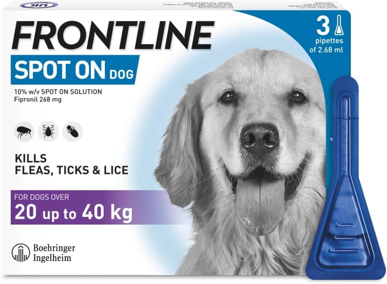 FRONTLINE Spot On Flea & Tick Treatment for Large Dog (20-40kg) - 3 Pipettes