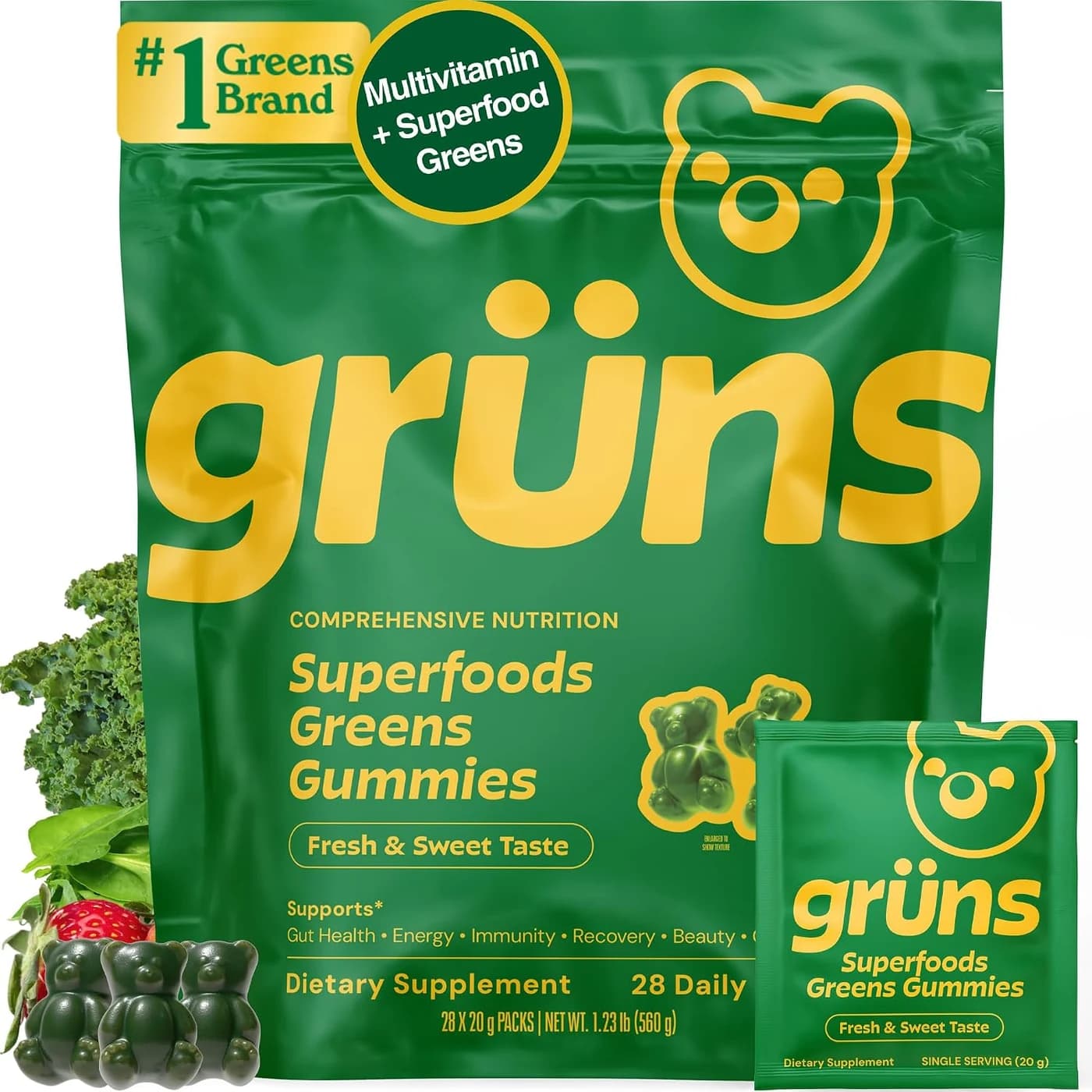 Gruns Superfoods Green Gummies 20 g - 28 Pack