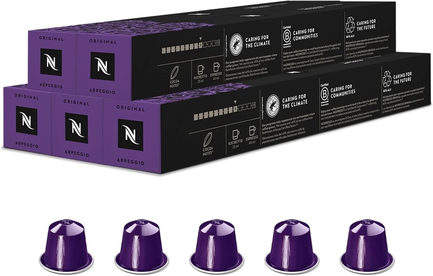 Nespresso Original Coffee Pods, Arpeggio, Dark Roast, 50 Capsules