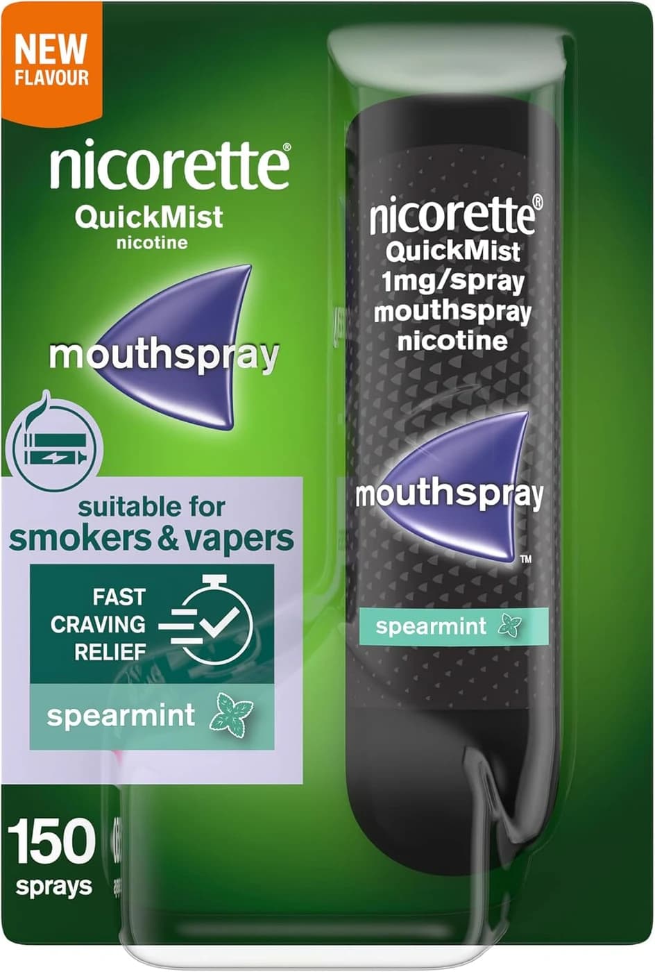 Nicorette Quickmist 1 mg Nicotine Mouthspray, 1 x 150 Sprays, Spearmint